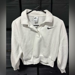 Nike Phoenix Fleece Three Quarter Sleeve Crop Polo Sweatshirt